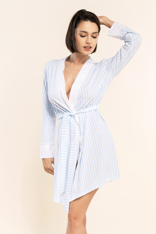 Blue striped dressing-gown